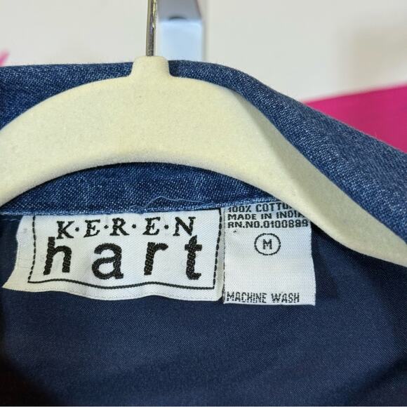 KEREN hart Blue Jean Jacket with Striped Accents. Size Medium. Excellent cond! - Picture 3 of 5